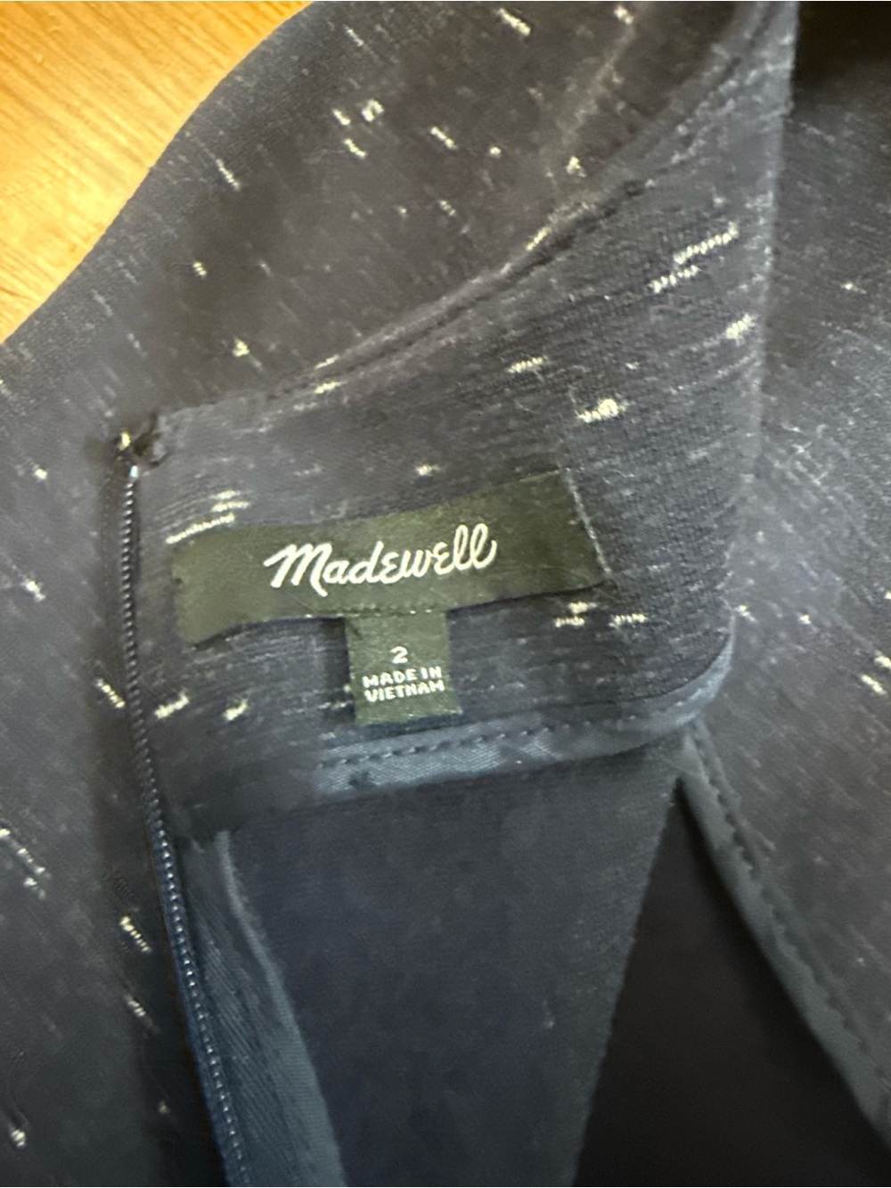 Madewell ‘Gia’ Marled Navy Long Sleeve Ponte Knit Dress NWOT - Picture 6 of 10
